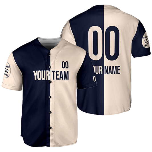 Custom Vintage Baseball Jerseys, Blue - Beige Baseball Jerseys