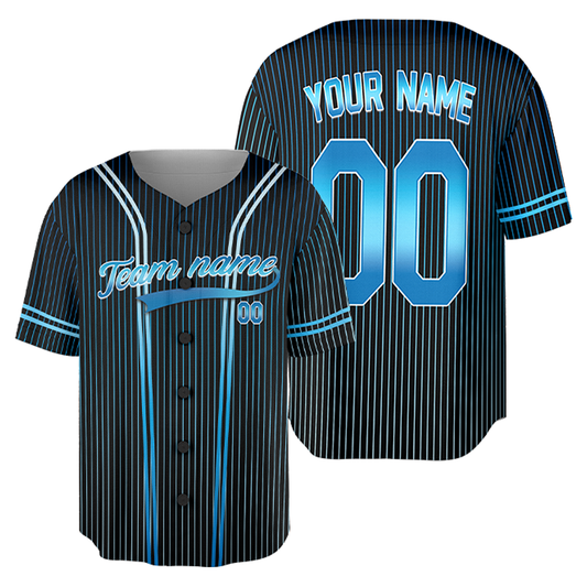 Customized Neon Blue Jersey Pinstripe Blue Jersey Uniform For Baseball Fans