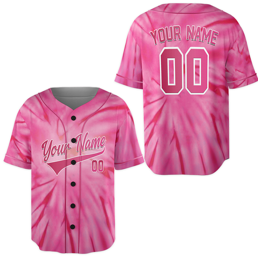 Customized Pink Tie dye Jersey Pinstripe For Baseball Fans