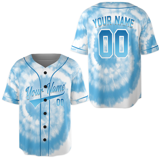 Customized Blue Tie dye Jersey Pinstripe Groovy Jersey