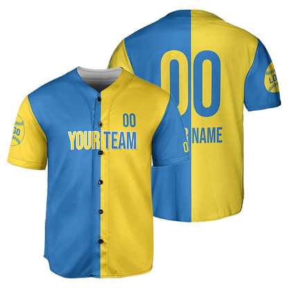 Custom Vintage Baseball Jerseys, Blue - Yellow Baseball Jerseys