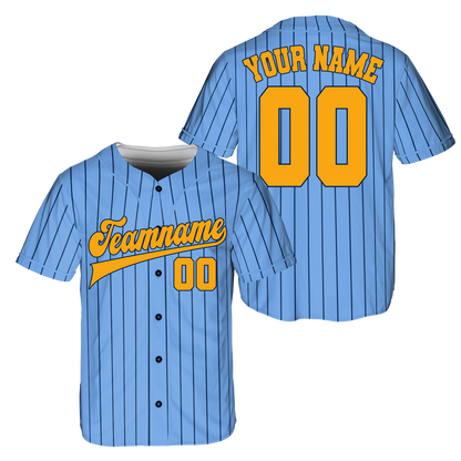 Custom Blue - Yellow Stripe Fashion Baseball Jerseys