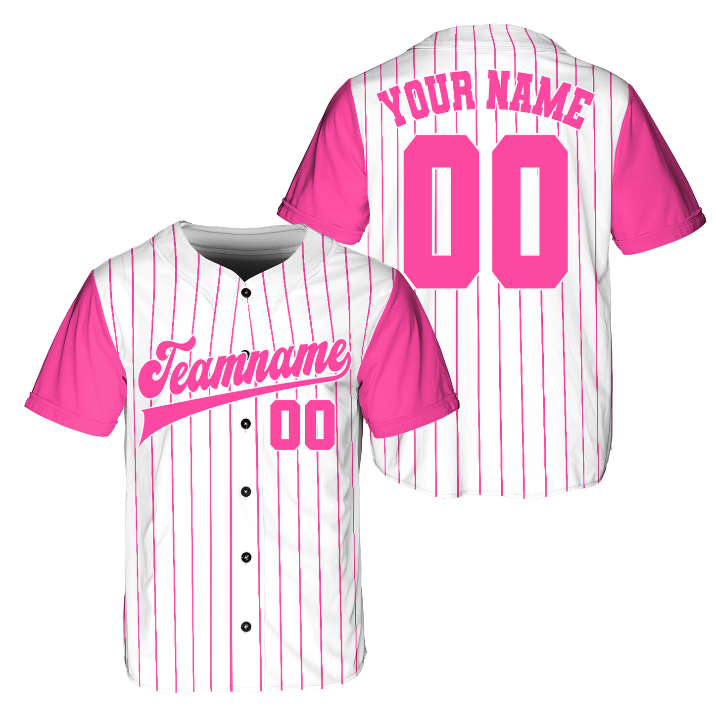 Custom White - Pink Block, Stripe Fashion Baseball Jerseys