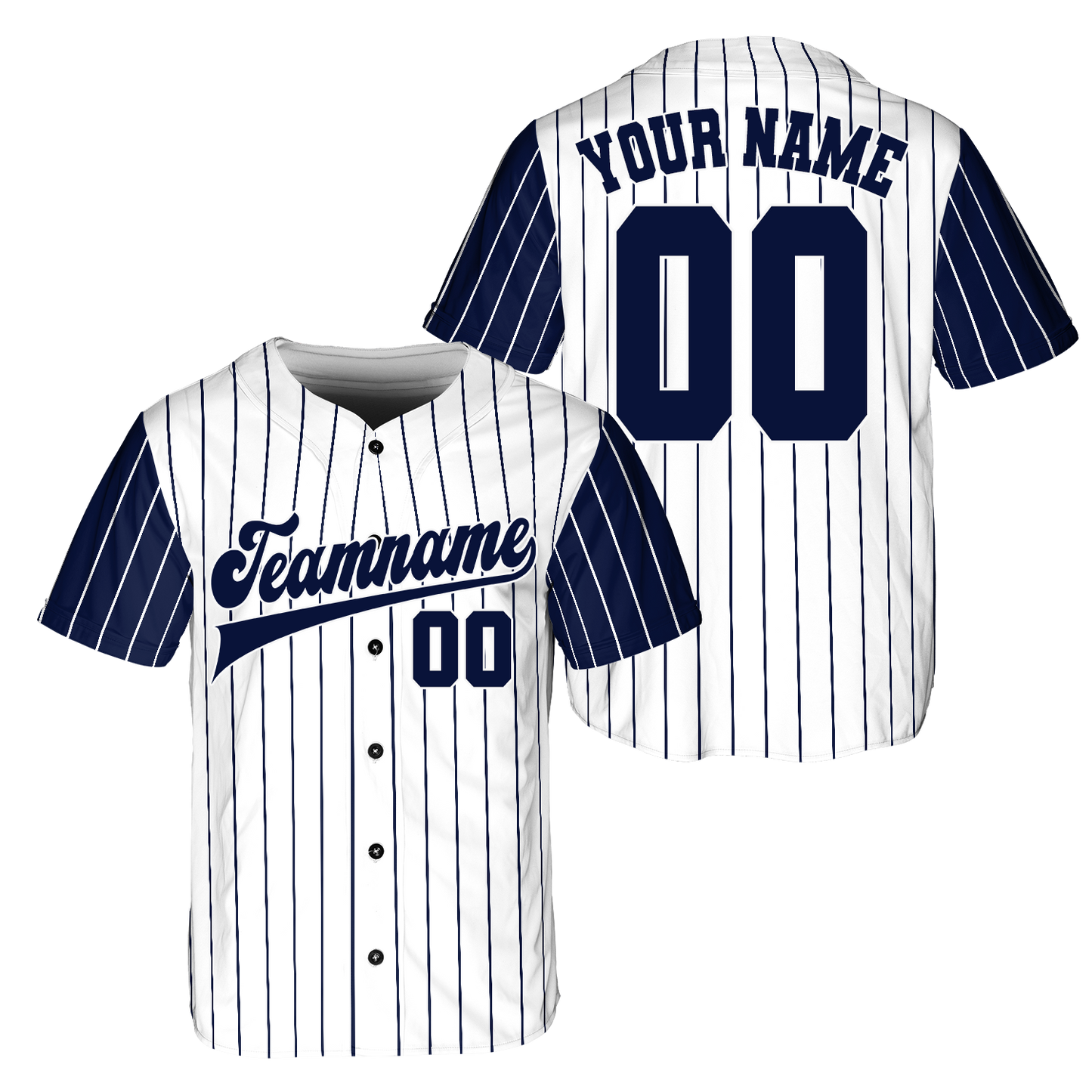 Custom White - Navy Stripe Fashion Baseball Jerseys