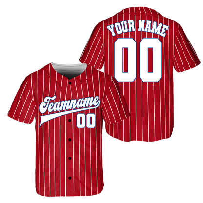 Custom Red- White Stripe Fashion Baseball Jerseys