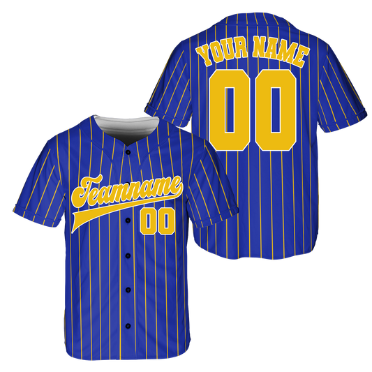 Custom Navy - Yellow Stripe Fashion Baseball Jerseys