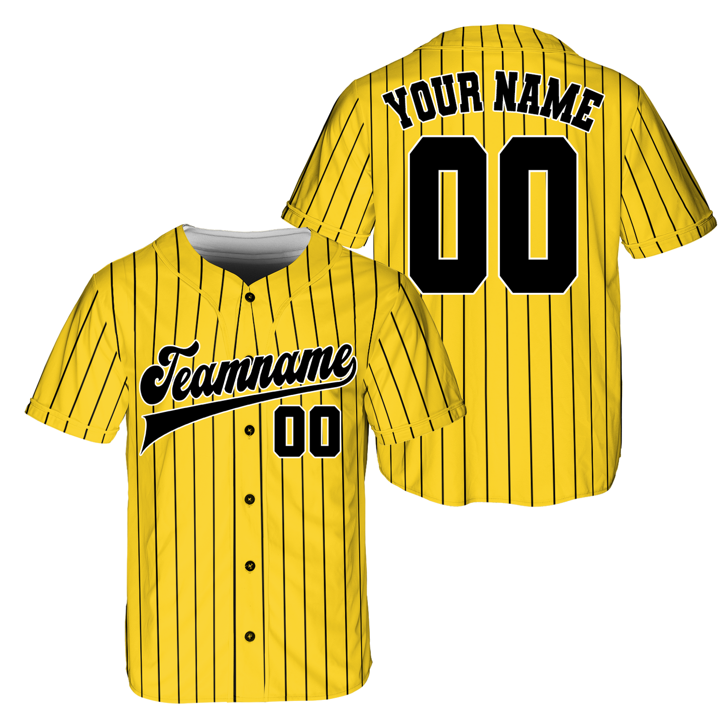 Custom Yellow - Black Stripe Fashion Baseball Jerseys