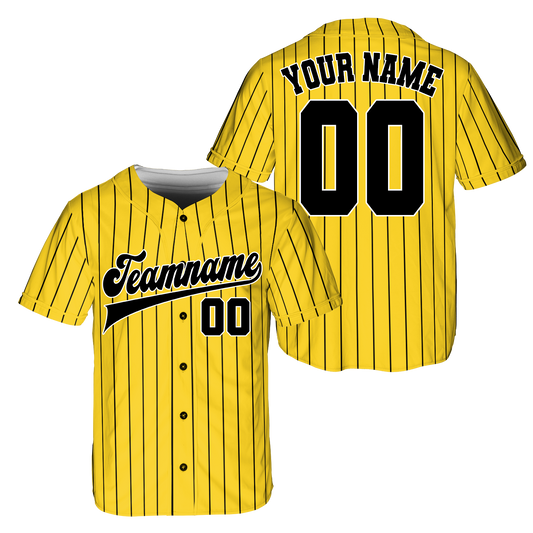 Custom Yellow - Black Stripe Fashion Baseball Jerseys