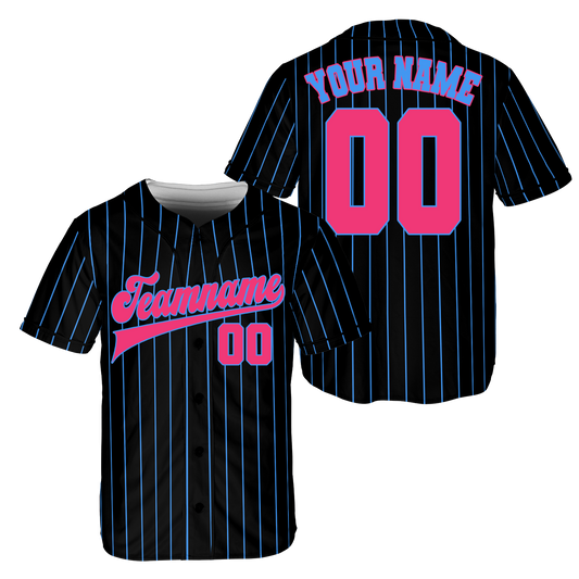 Custom Black - Pink Stripe Fashion Baseball Jerseys