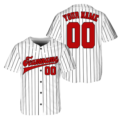 Custom White - Red Stripe Fashion Baseball Jerseys