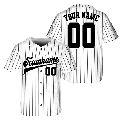 Custom White - Black Stripe Fashion Baseball Jerseys