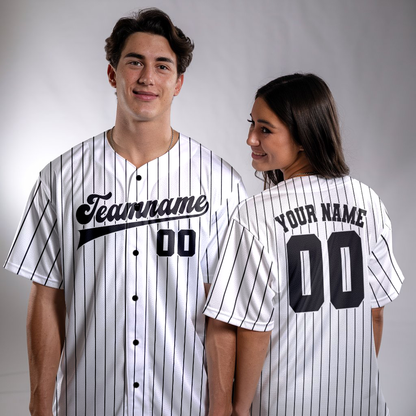 Custom White - Black Stripe Fashion Baseball Jerseys