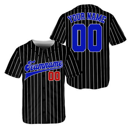 Custom Black - Navy Stripe Fashion Baseball Jerseys