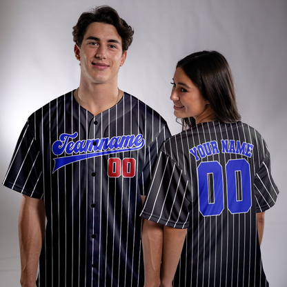 Custom Black - Navy Stripe Fashion Baseball Jerseys