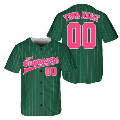 Custom Green - Pink Stripe Fashion Baseball Jerseys