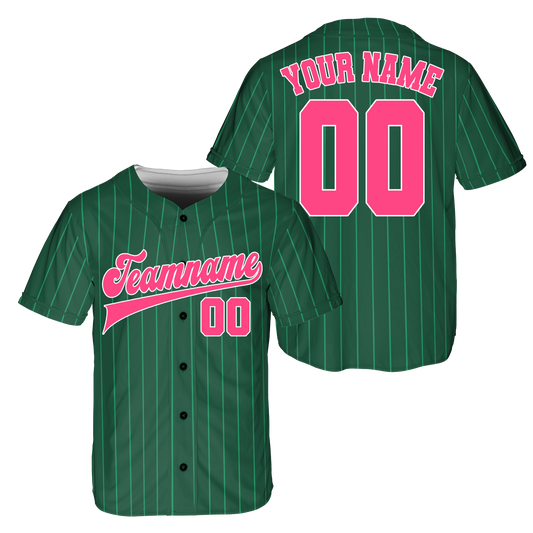 Custom Green - Pink Stripe Fashion Baseball Jerseys