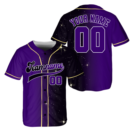 Custom Purple - Black Gradient Baseball Jerseys