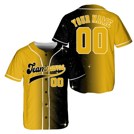 Custom Yellow - Black Gradient  Baseball Jerseys