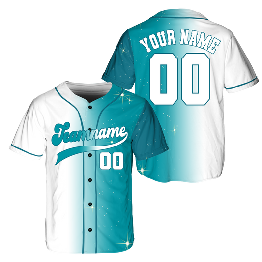 Custom Teal - White Gradient Baseball Jerseys