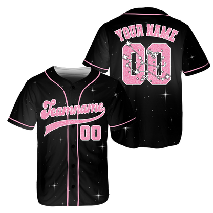 Custom Star Zodiac constellation, Pink baseball jersey