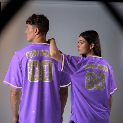 Custom Star Zodiac constellation, Purple baseball jersey