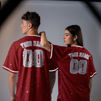 Custom Star Zodiac constellation, Red baseball jersey