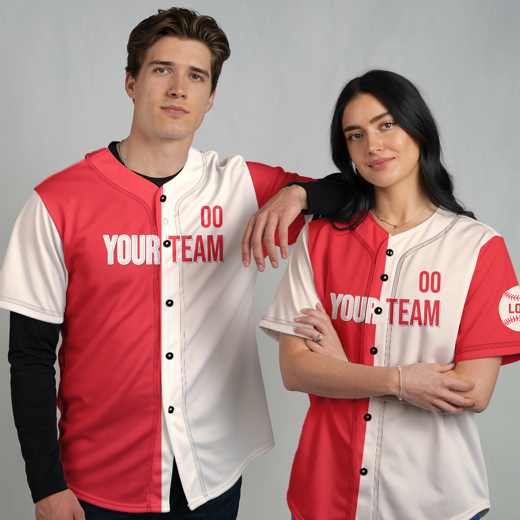 Custom Vintage Baseball Jerseys, Red - Beige Baseball Jerseys