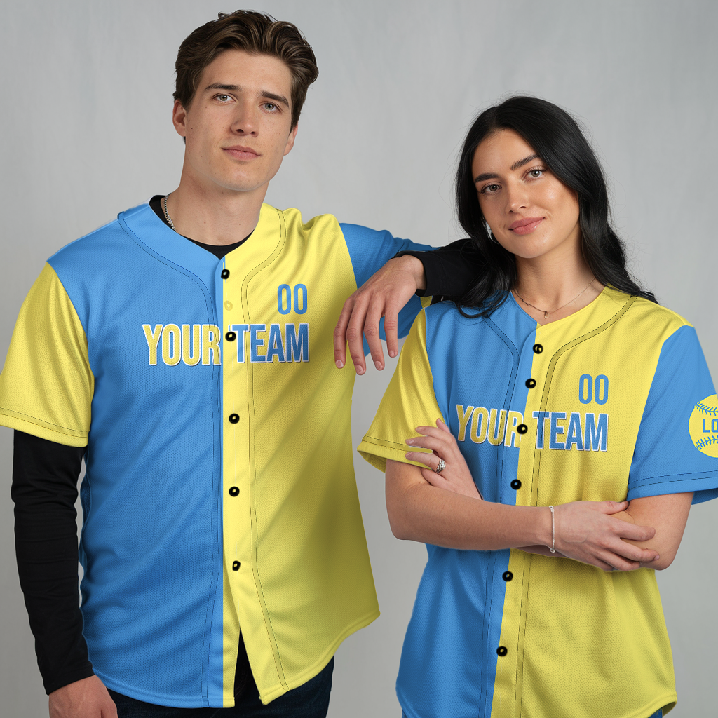 Custom Vintage Baseball Jerseys, Blue - Yellow Baseball Jerseys