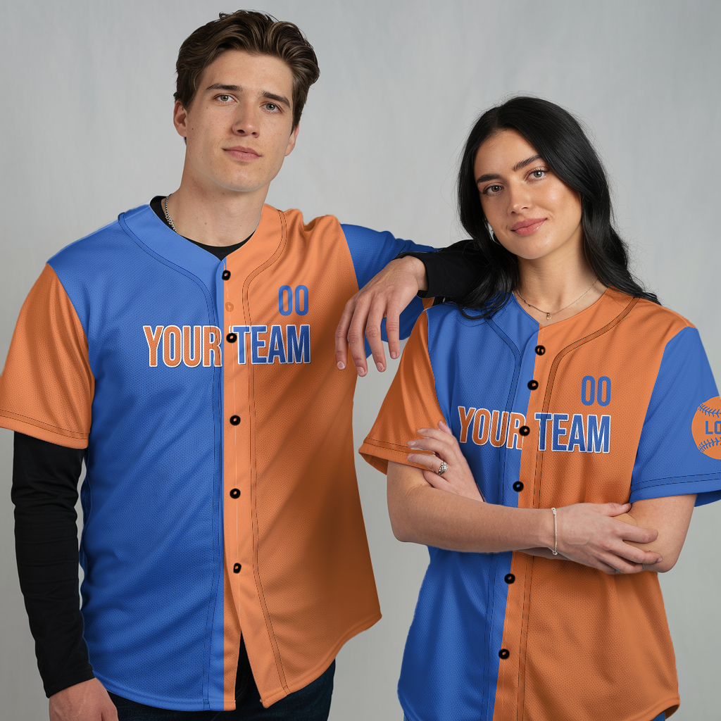 Custom Vintage Baseball Jerseys, Blue - Orange Baseball Jerseys