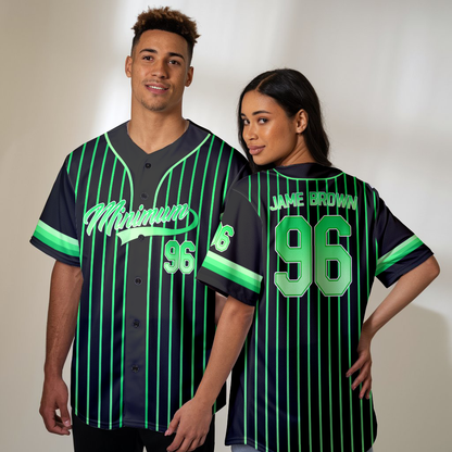 Customized Neon Green Jersey Pinstripe Green Jersey For Baseball