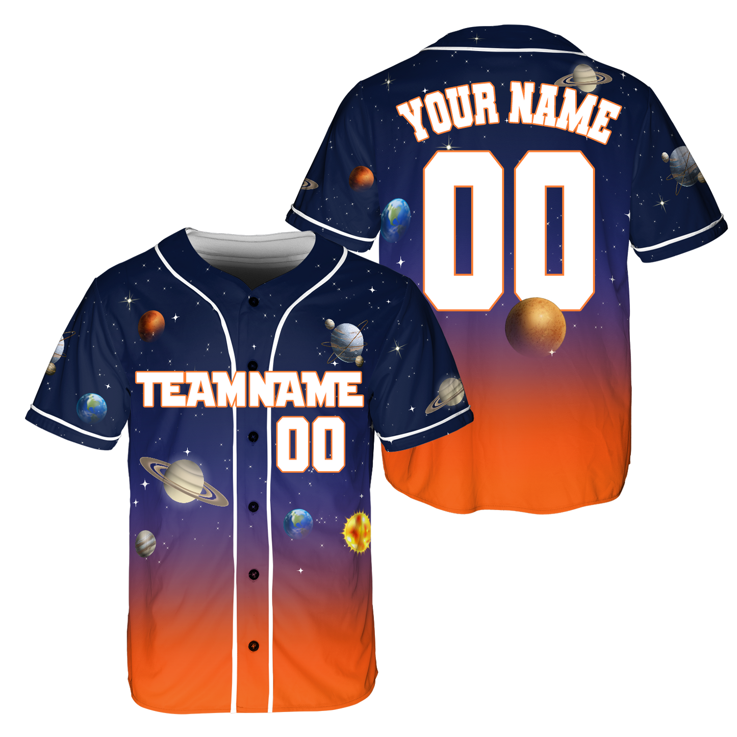 Custom Orange Planet Universe Baseball Jerseys for Your Team