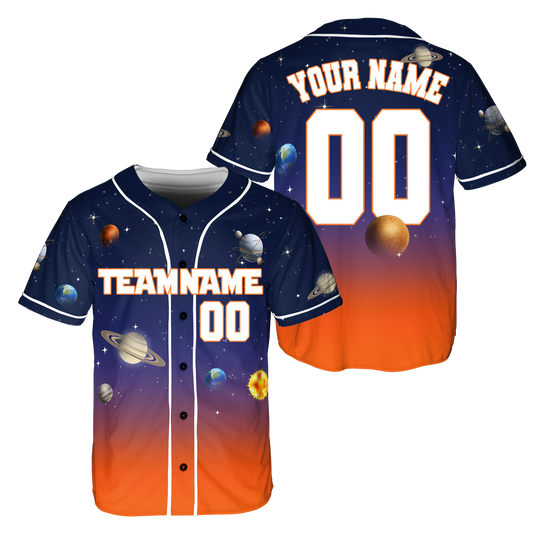 Custom Orange  Planet Universe Baseball Jerseys