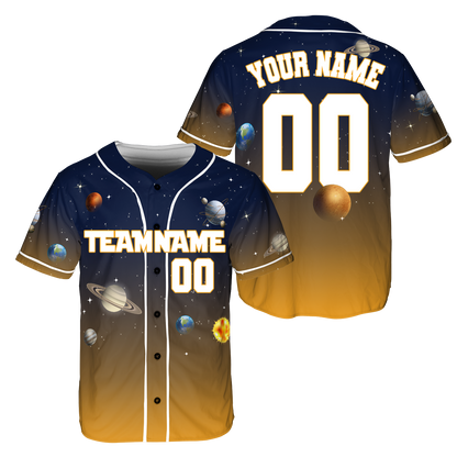 Custom Yellow Planet Universe Baseball Jerseys