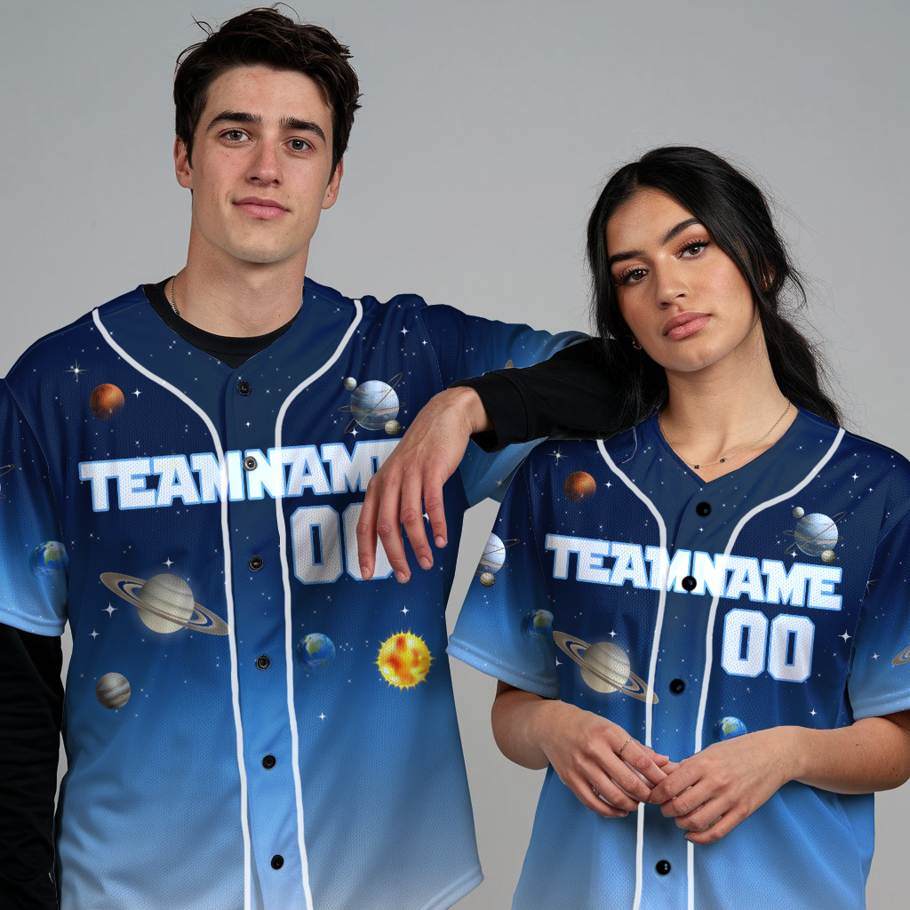 Custom Blue Planet Universe Baseball Jerseys