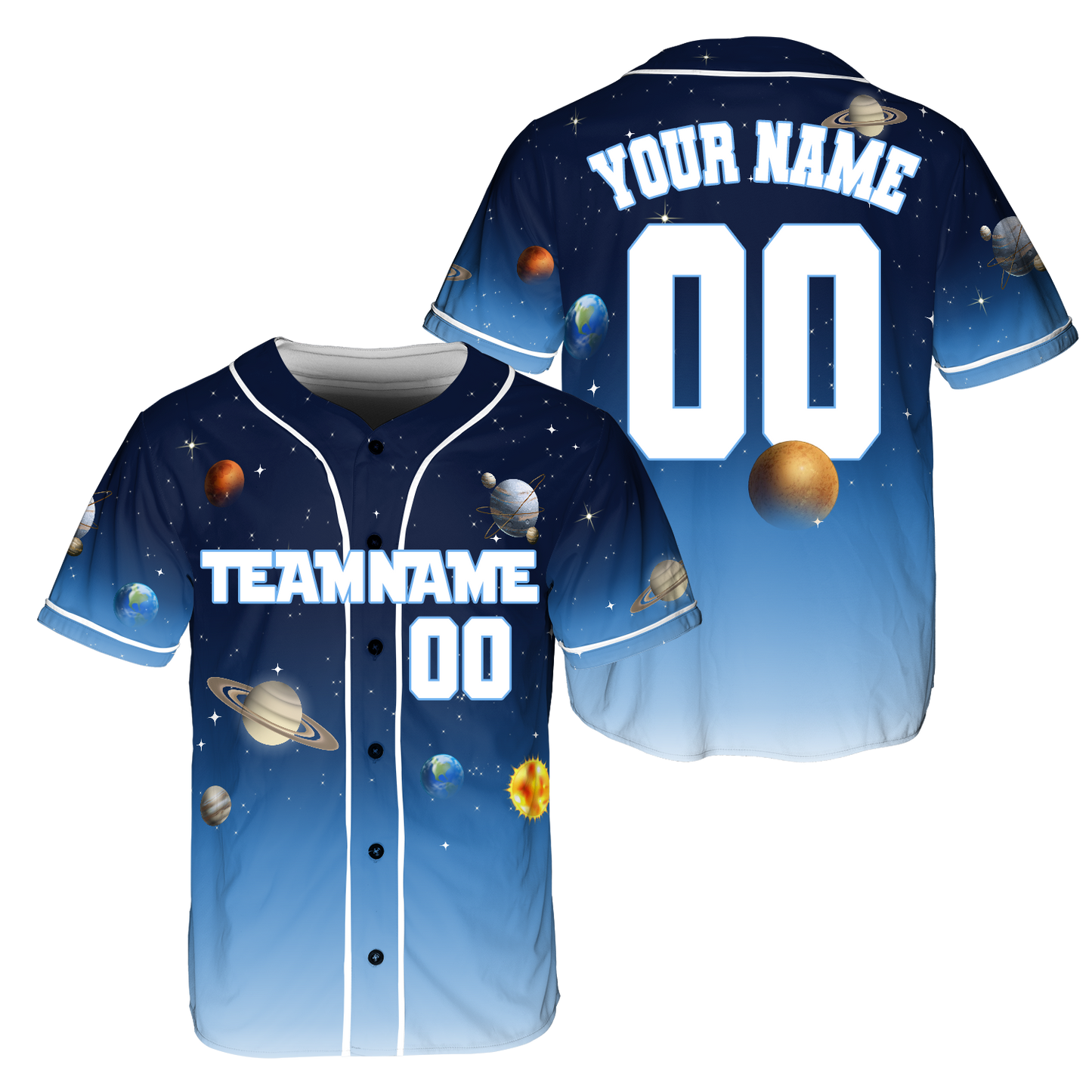 Custom Blue Planet Universe Baseball Jerseys