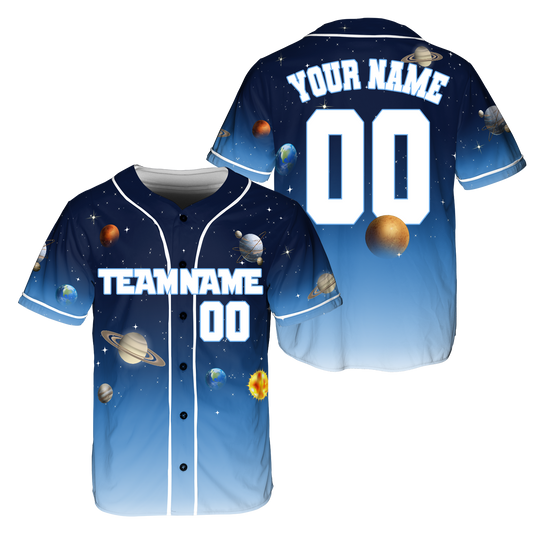 Custom Blue Planet Universe Baseball Jerseys