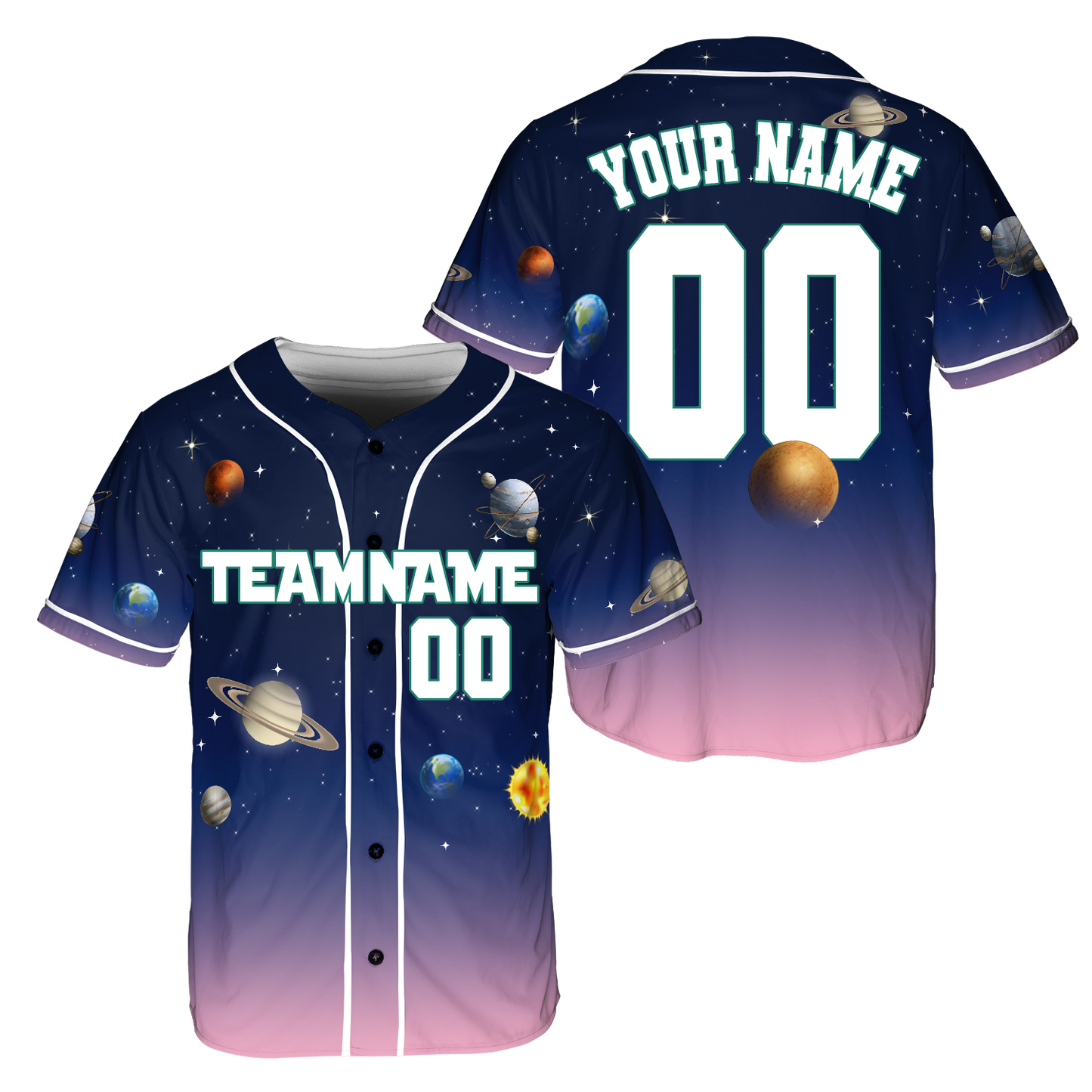 Custom Pink Planet Universe Baseball Jerseys