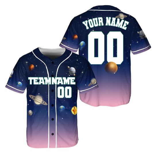 Custom Pink Planet Universe Baseball Jerseys