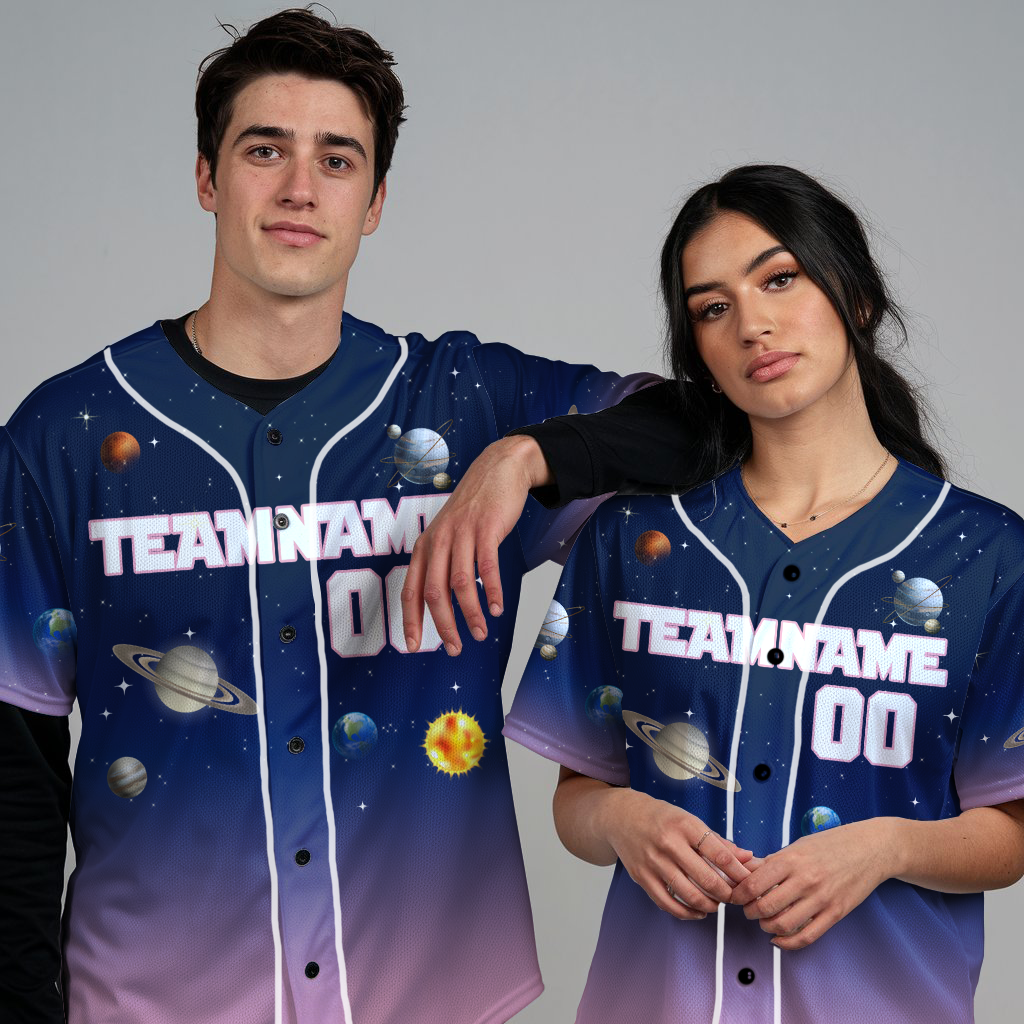 Custom Pink Planet Universe Baseball Jerseys