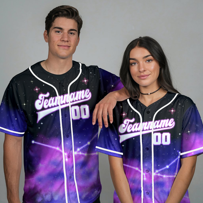 Custom Purple Universe, Galaxy Baseball Jerseys