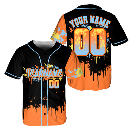 Custom Black - Orange Gtaffiti Baseball Jerseys