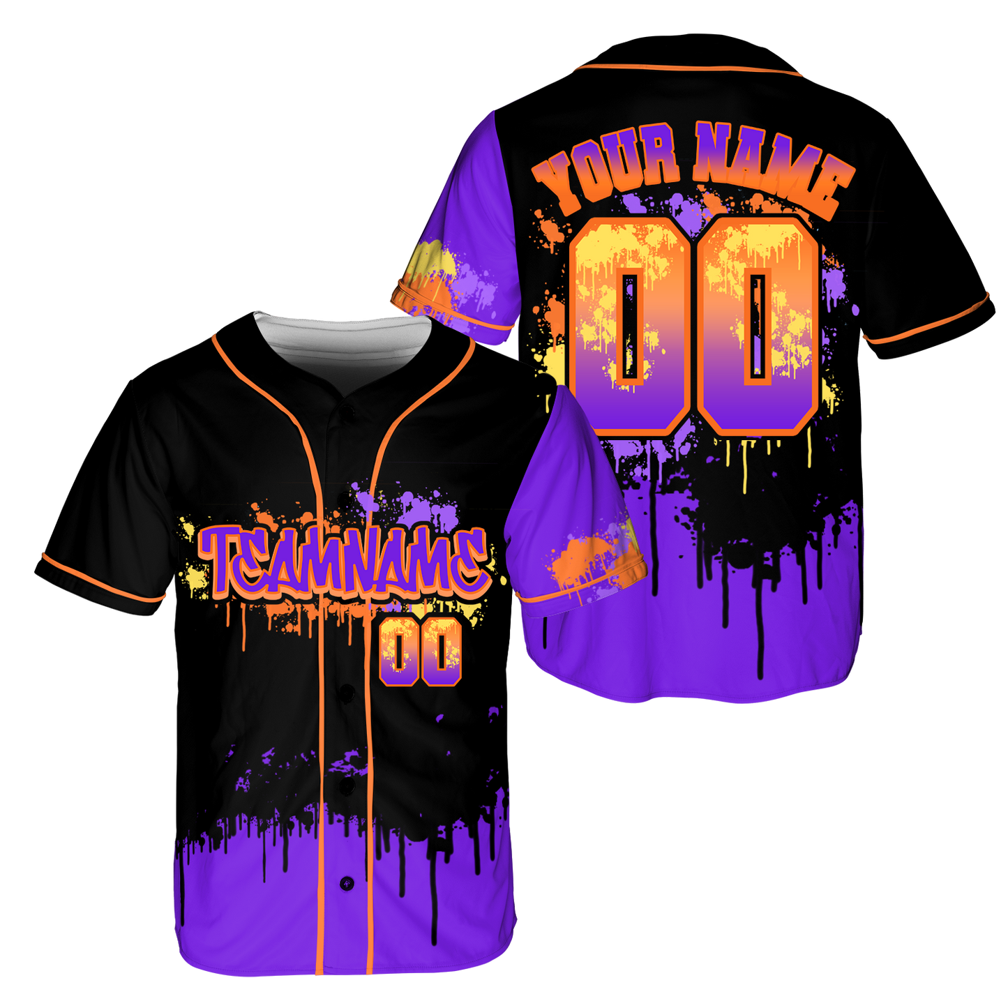 Custom Black - Purple Gtaffiti Baseball Jerseys