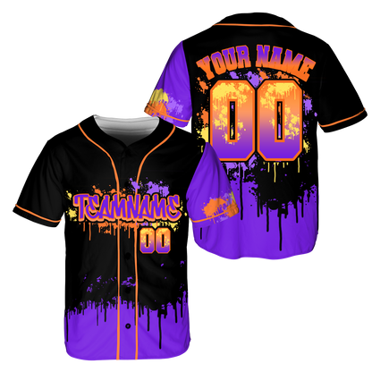 Custom Black - Purple Gtaffiti Baseball Jerseys