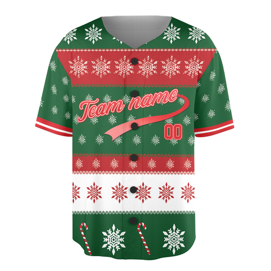 Customized Ugly Sweater Merry Christmas Baseball Jersey