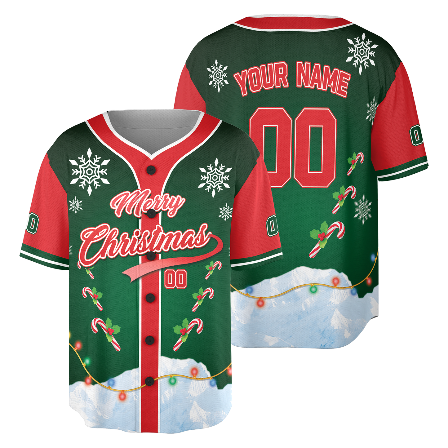 Customized Green Merry Christmas Baseball Jerseys