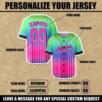 Custom Neon Pink - Green Galaxy Baseball Jersey Uniforms