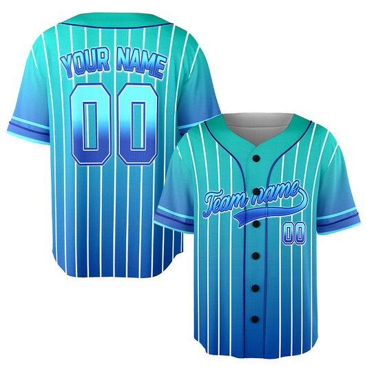 Custom Neon Blue Striped Galaxy Baseball Jersey Uniforms