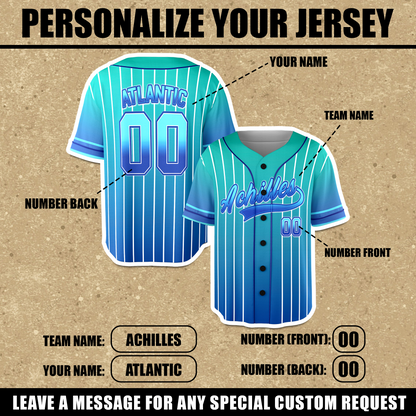 Custom Neon Blue Striped Galaxy Baseball Jersey Uniforms