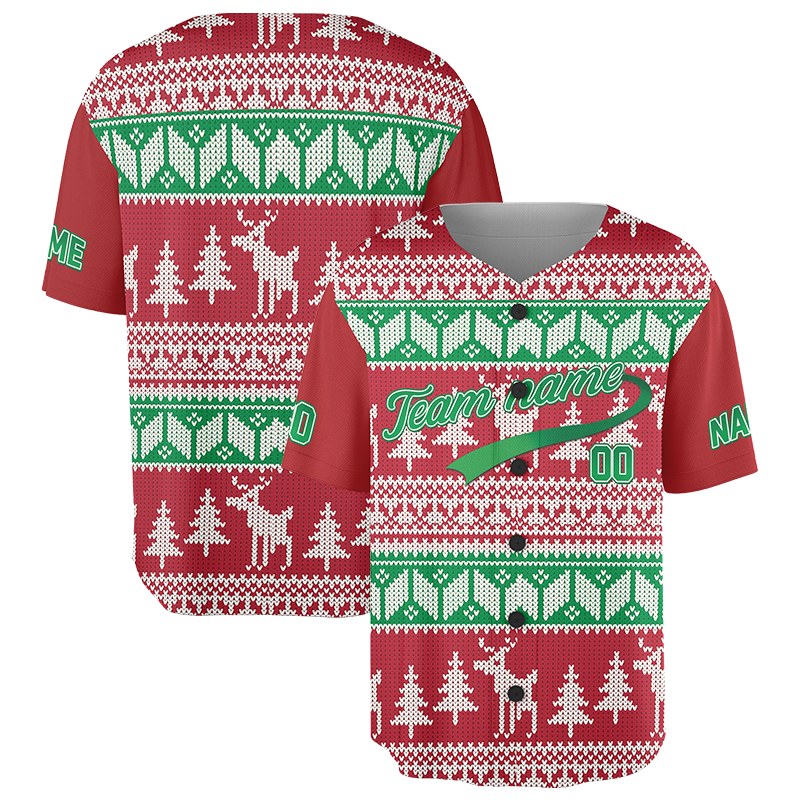 Customized Ugly Sweater Merry Christmas Baseball Jersey