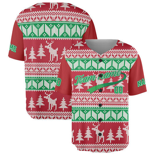 Customized Ugly Sweater Merry Christmas Baseball Jersey